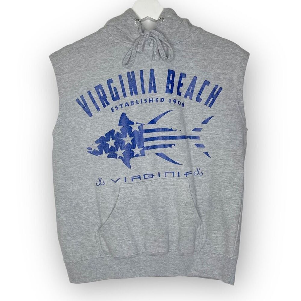 Sunsations Sleeveless Hoodie Sweatshirt Virginia Beach Unisex Size Small Y2K